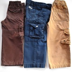 Boys cargo pants bundle size 3T Brown, Tan, Blue